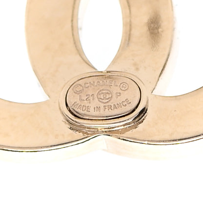 Chanel Crystal Metal CC Paris Button Stud Earrings Gold 4 of 5