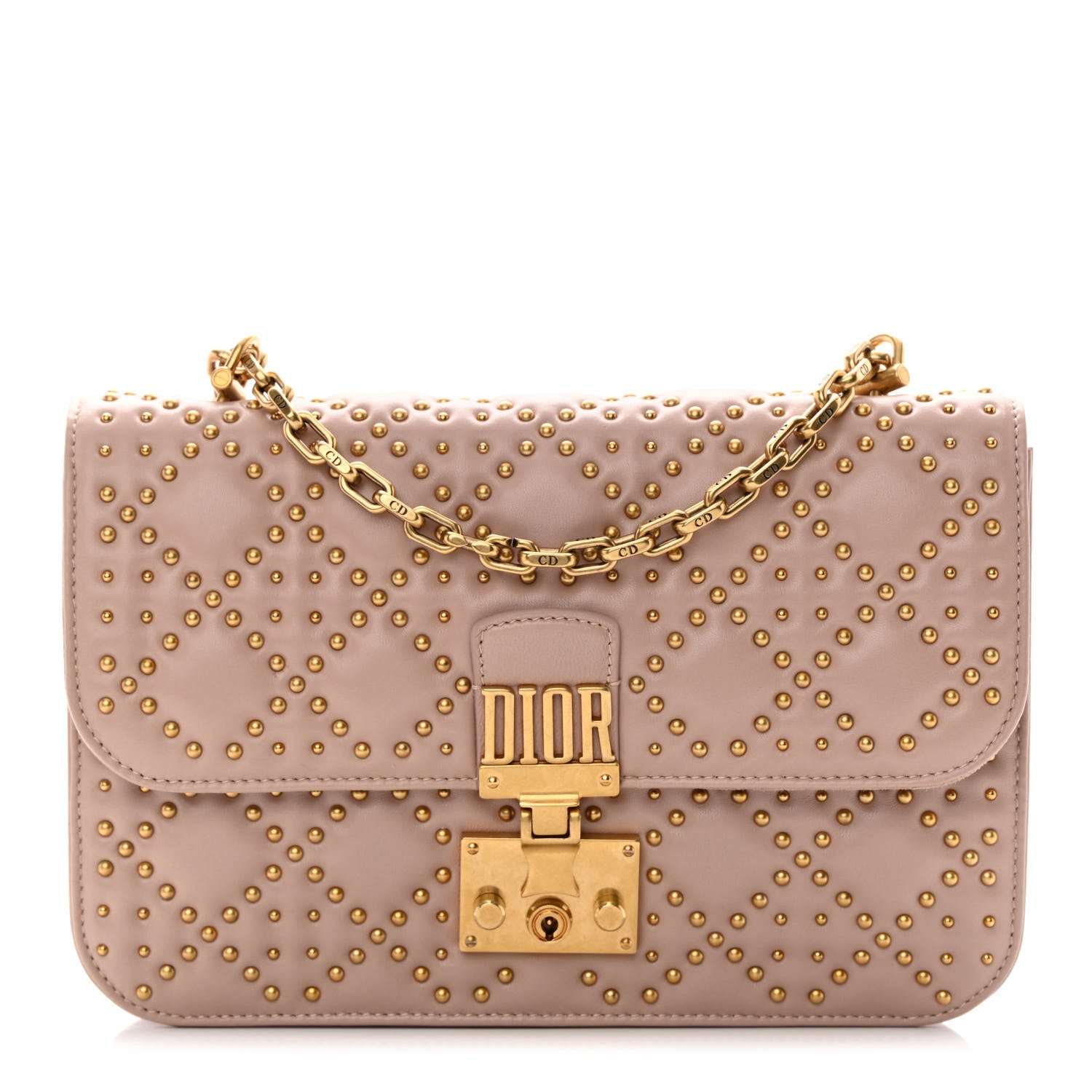 Christian Dior Lambskin Cannage Studded Large Dioraddict Flap Bag Nude 1 of 12