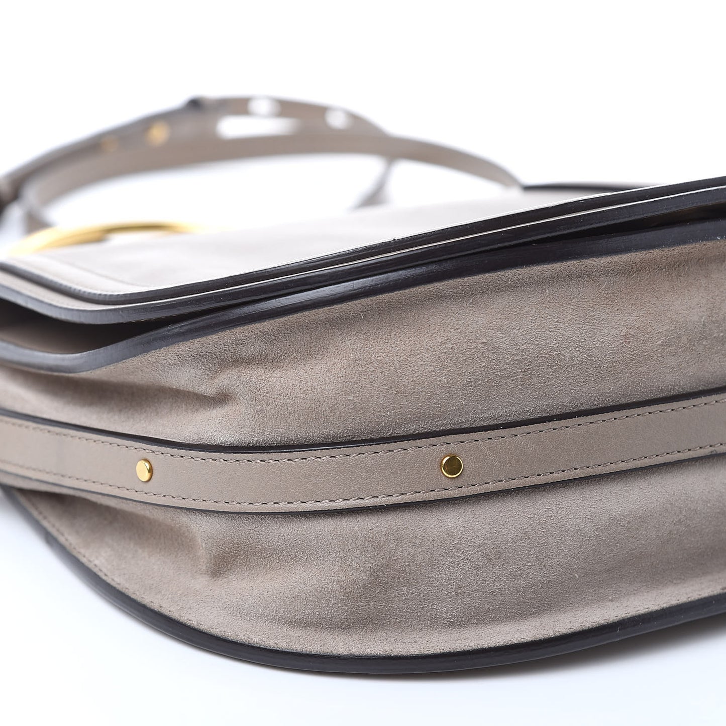 Calfskin Suede Medium Nile Bracelet Bag Motty Grey