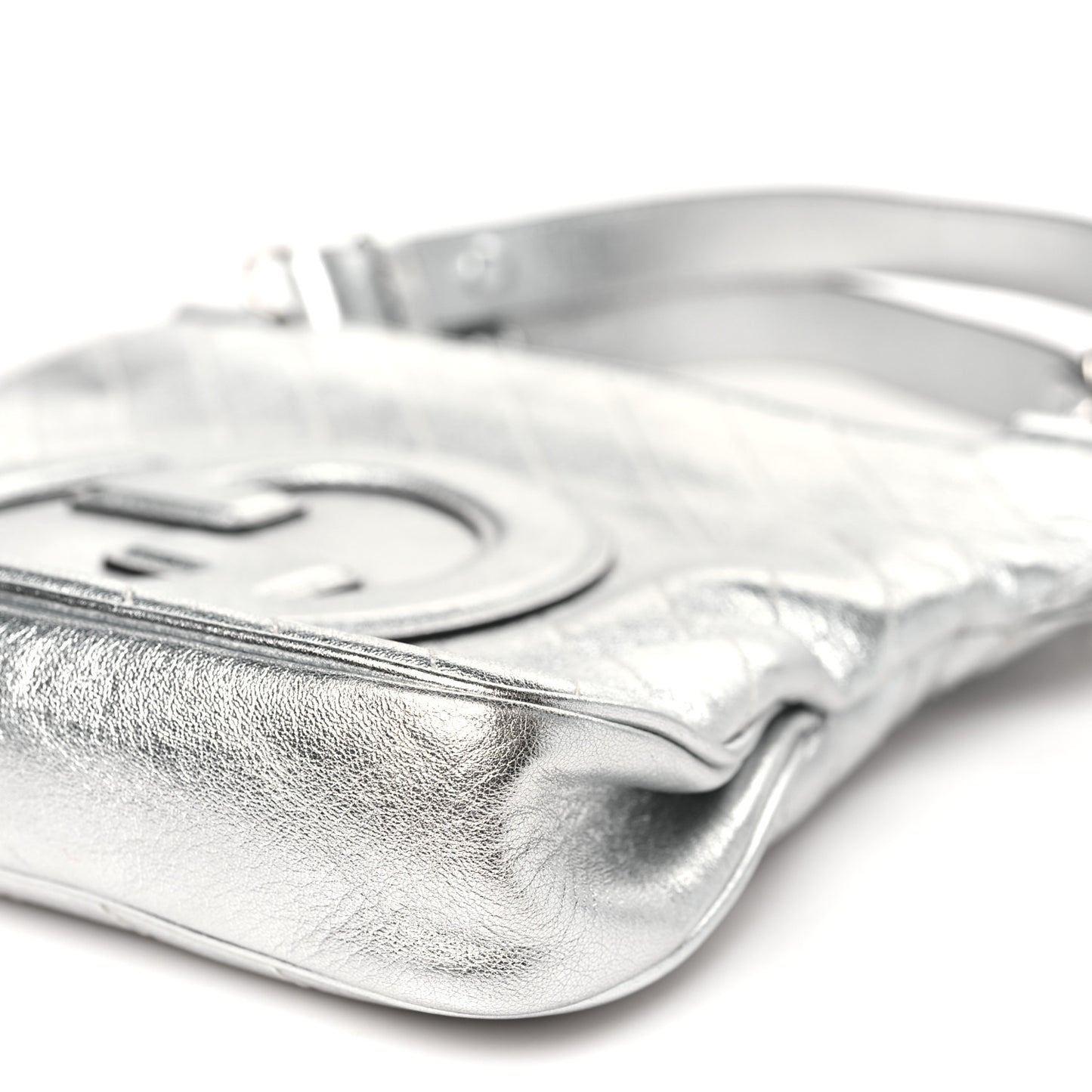 Sakai Be Green Calfskin Diagonal Stitched Small Blondie Tote Silver