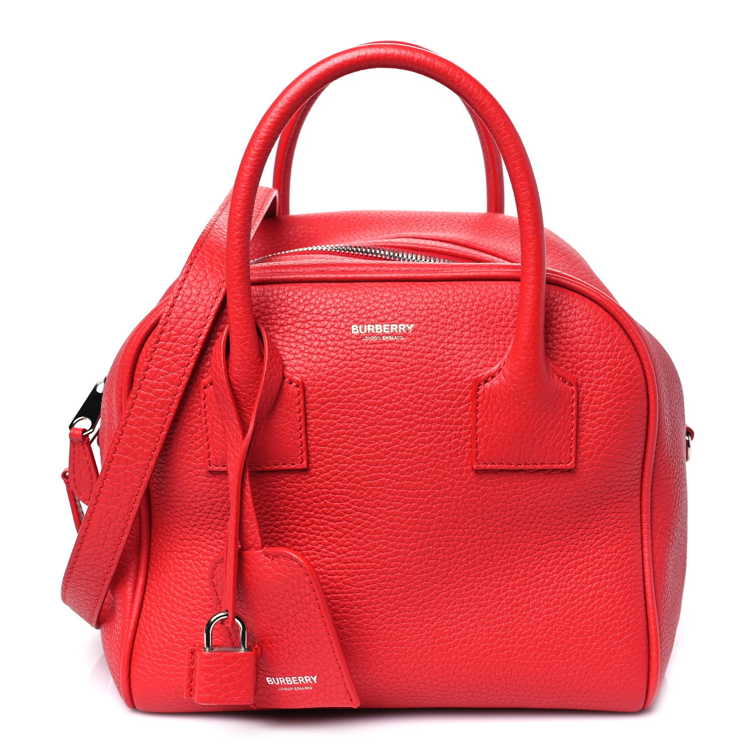 Burberry Soft Grain Calfskin Small Cube Bowling Bag Bright Red 1 of 10
