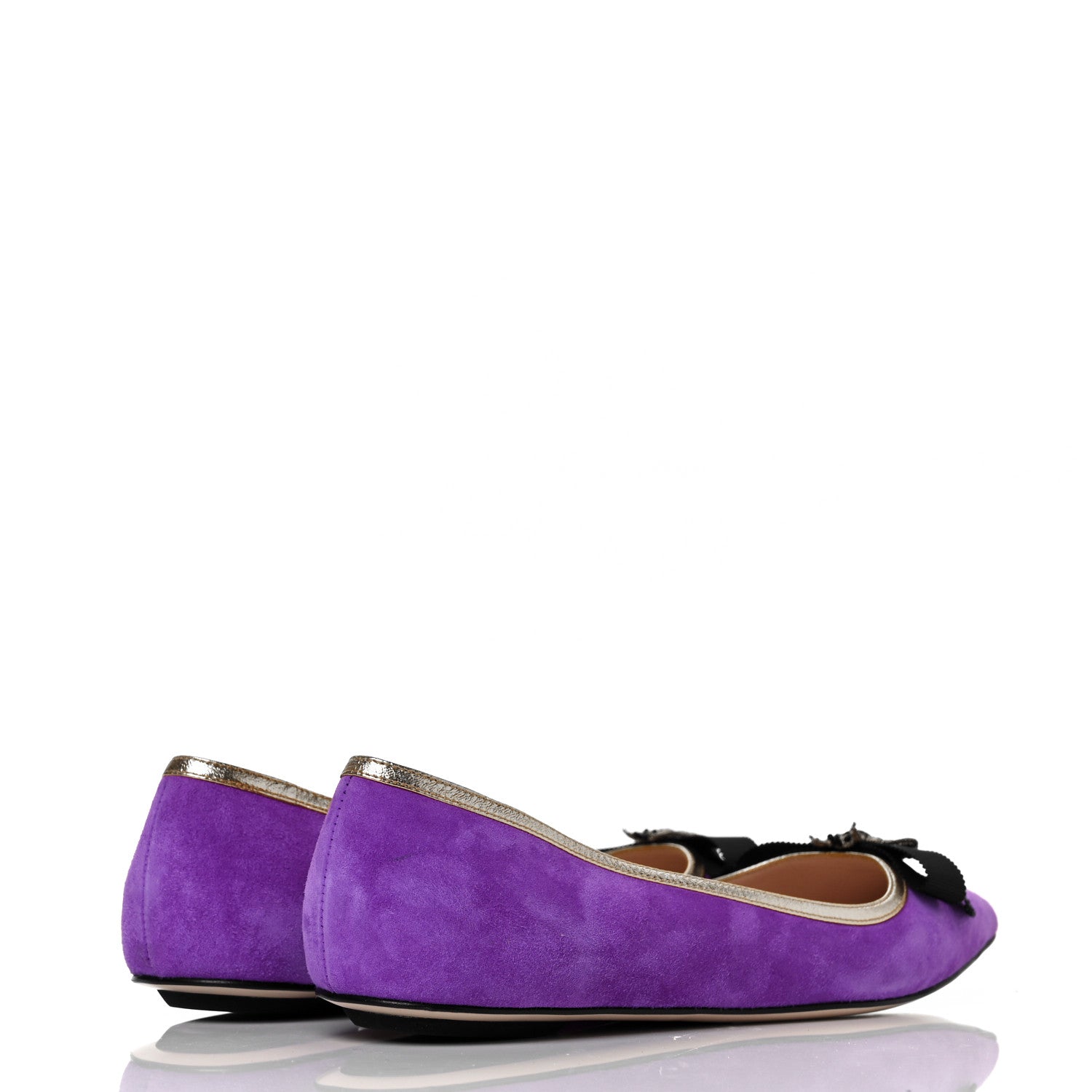 Gucci Kid Scamosciato Nappa Moody Bee Flats 37 Shine Purple Oro Vecchio Black 4 of 8