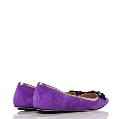 Gucci Kid Scamosciato Nappa Moody Bee Flats 37 Shine Purple Oro Vecchio Black 4 of 8