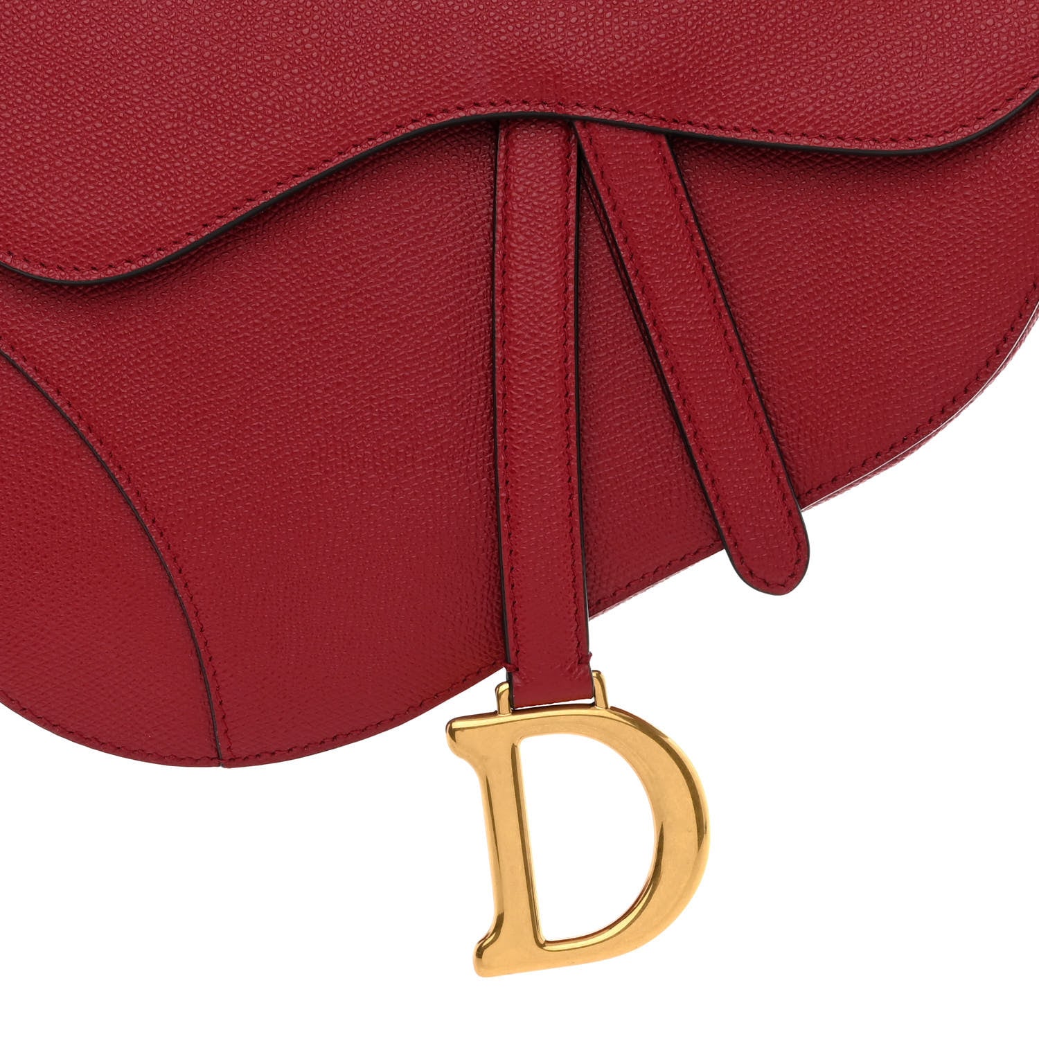 Christian Dior Grained Calfskin Saddle Bag Red 8 of 11