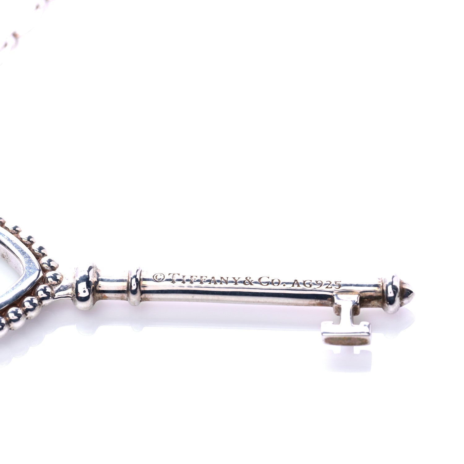 Tiffany Sterling Silver Enamel Beaded Heart Key Pendant Necklace Blue 4 of 7