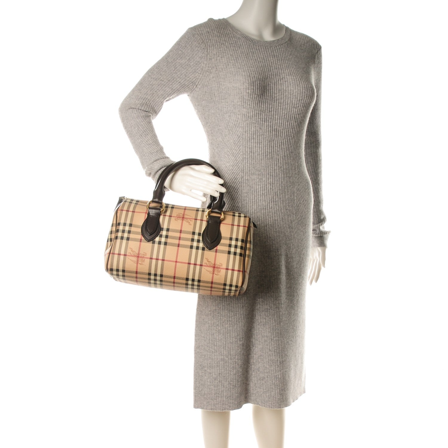 Burberry Haymarket Check Small Chester Bowling Bag Chocolate 2 of 9