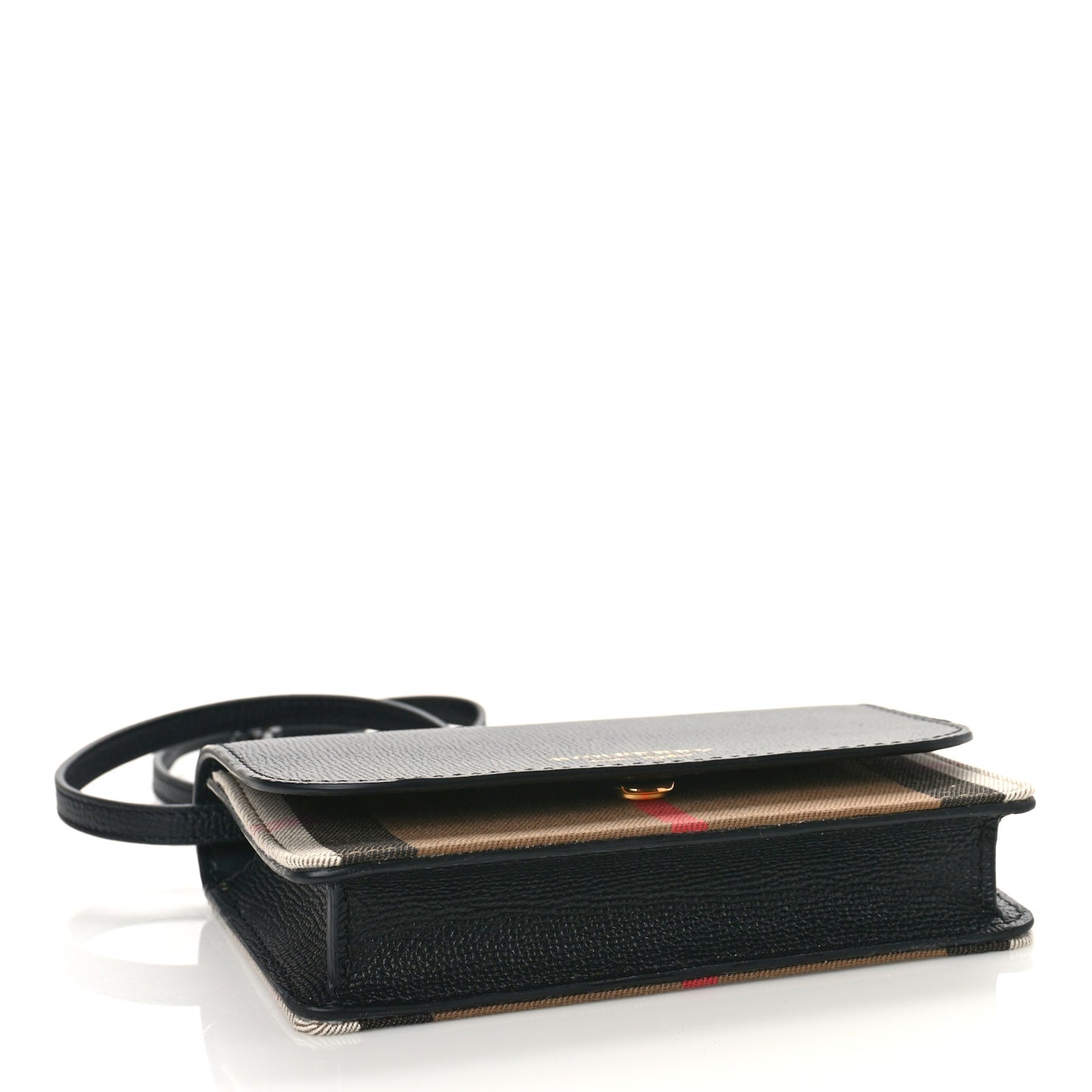 Derby Calfskin House Check Wallet On Chain Black