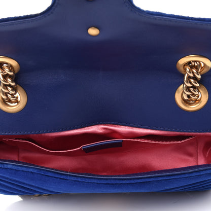 Gucci Velvet Matelasse Mini GG Marmont Shoulder Bag Cobalt Blue 4 of 10