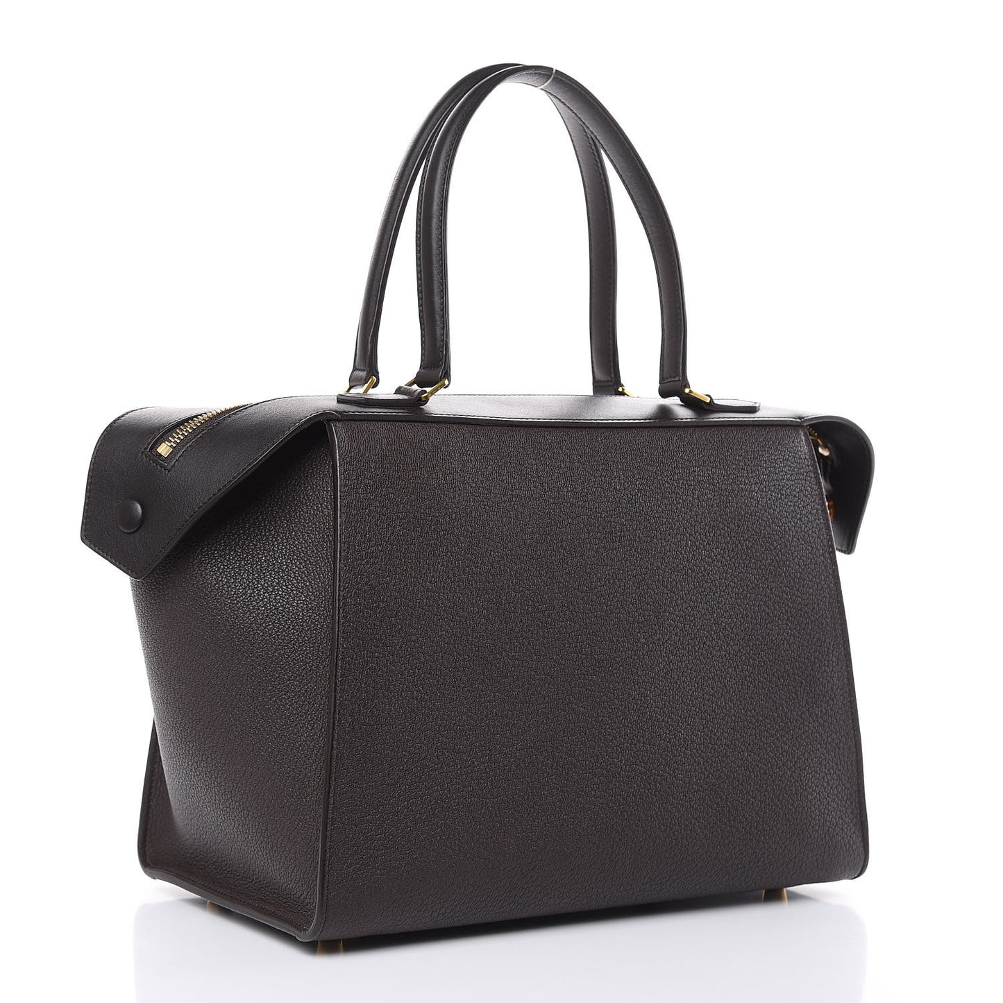 Goatskin Smooth Calfskin Small Ring Bag Dark Taupe