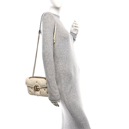 Gucci Nappa Matelasse Double G Studs Small Torchon GG Marmont Shoulder Bag Mystic White 2 of 10