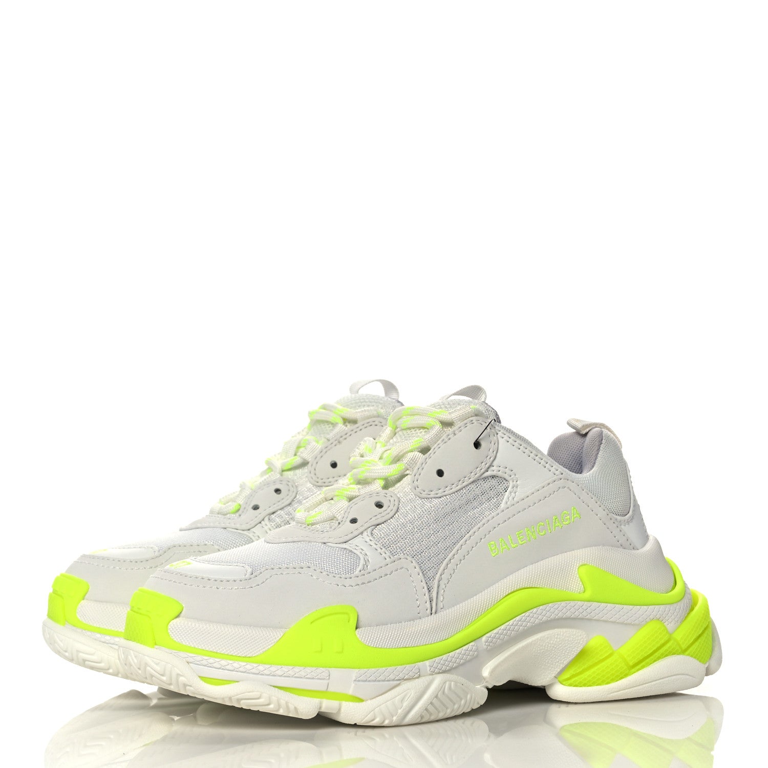 Balenciaga Fabric Mesh Womens Triple S Sneakers 37 Fluo Yellow White Grey 3 of 7