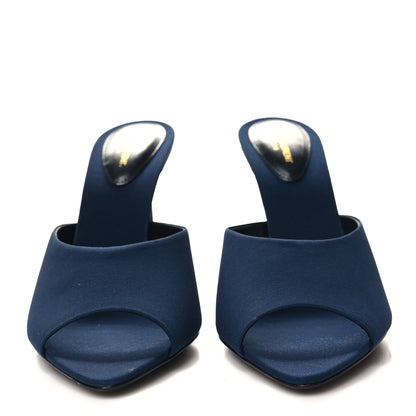 Saint Laurent Crepe De Chine Suite Mule Sandals 40 Dark Blue 2 of 9