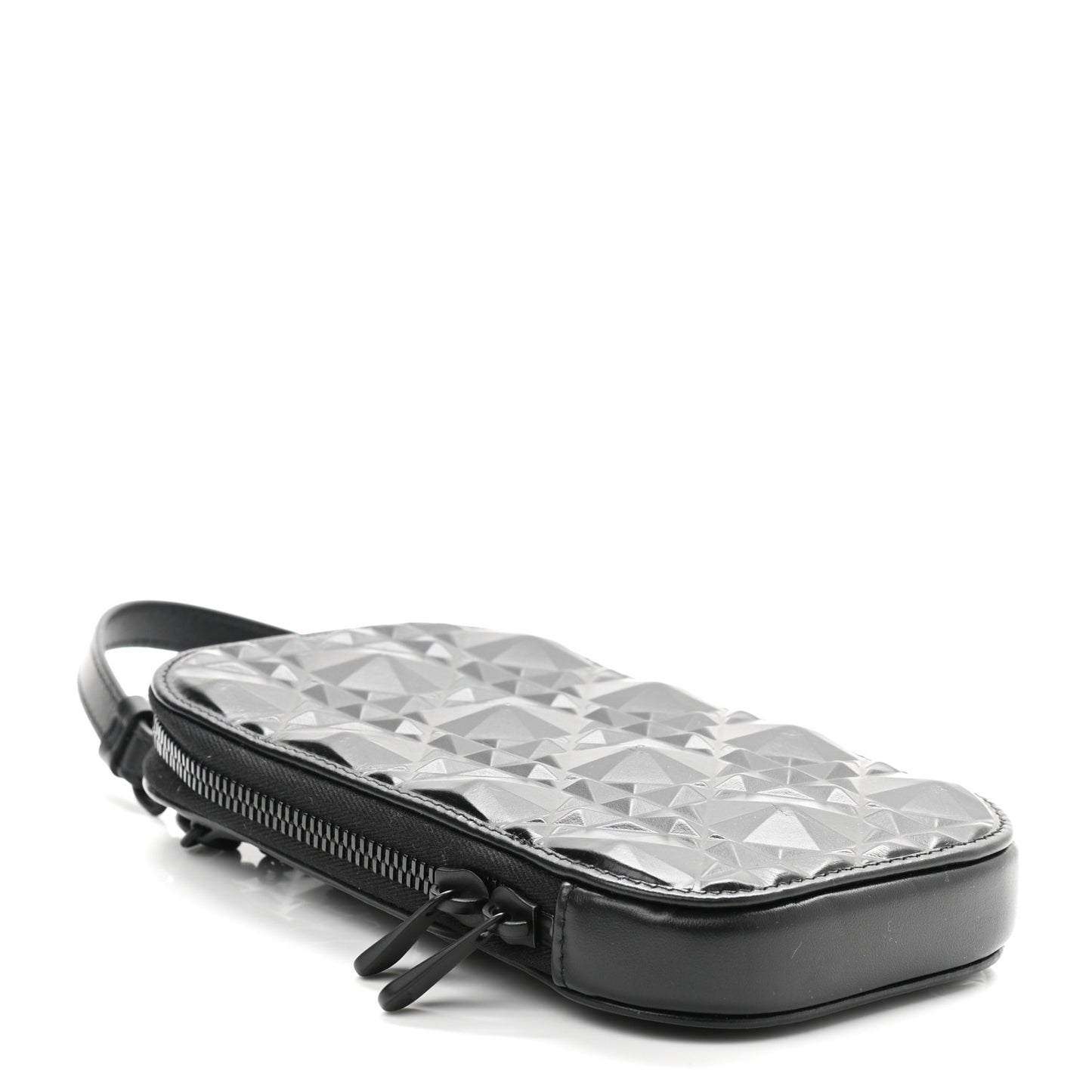 Calfskin Cannage Diamond Cannage Phone Holder Black