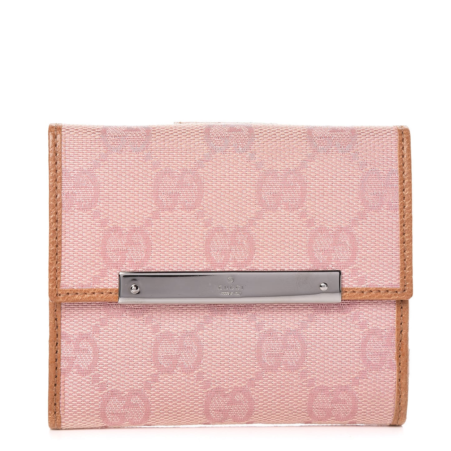 Monogram Metal Bar French Flap Wallet Pink