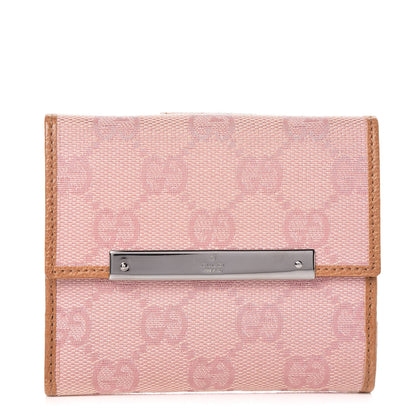 Gucci Monogram Metal Bar French Flap Wallet Pink 1 of 8
