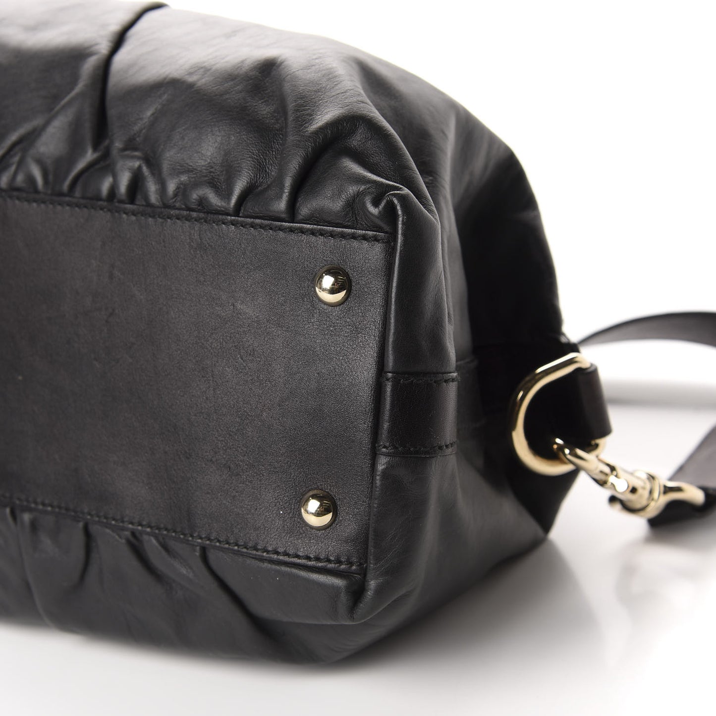 Calfskin Pop Bamboo Top Handle Tote Black