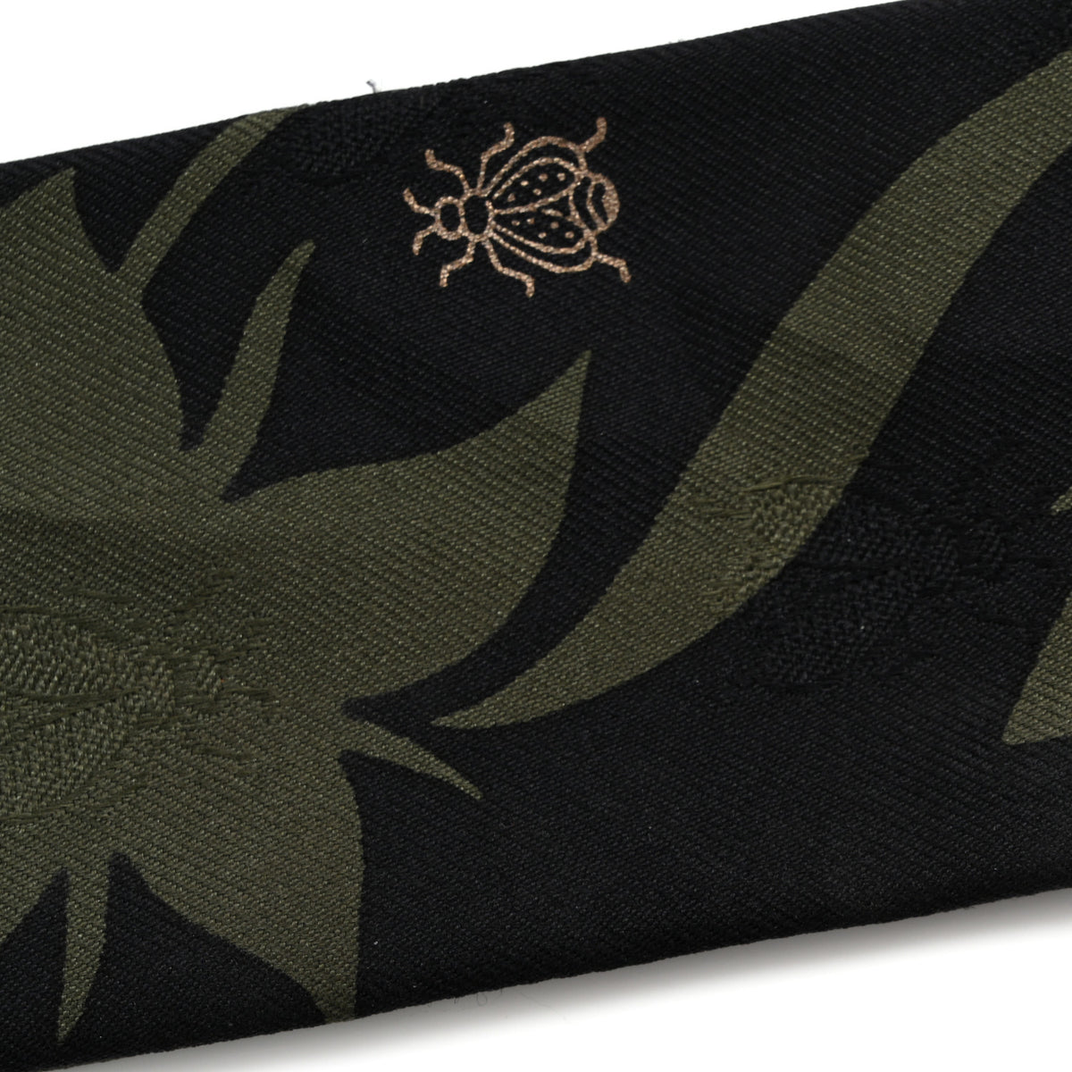 Hermes Silk Calfskin Bouquet Final Fringed Twilly Vert Loden Black 5 of 7
