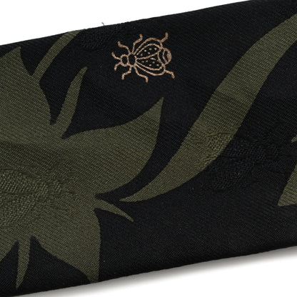 Hermes Silk Calfskin Bouquet Final Fringed Twilly Vert Loden Black 5 of 7
