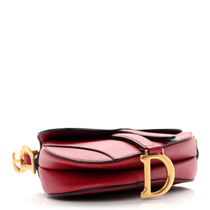 Christian Dior Grained Calfskin Mini Saddle Bag Red 4 of 11