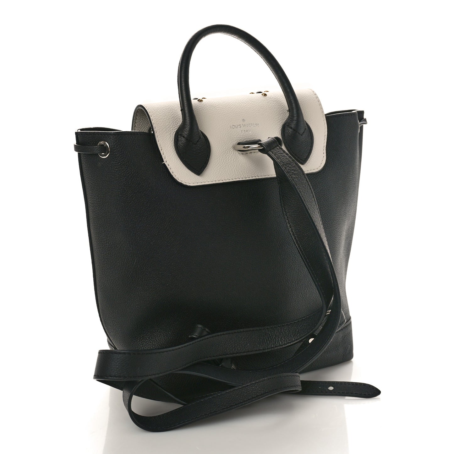 Calfskin Mechanical Flowers Lockme Backpack Black White