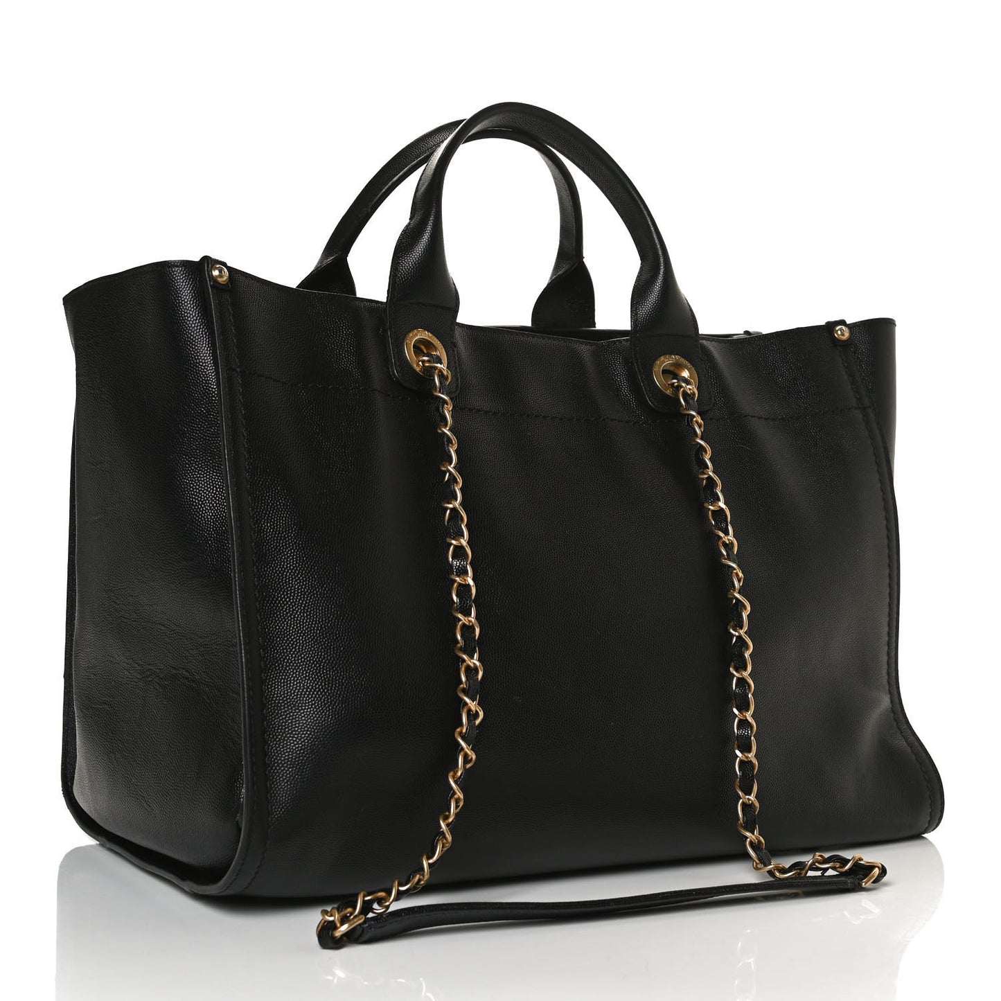 Caviar Medium Studded Deauville Tote Black