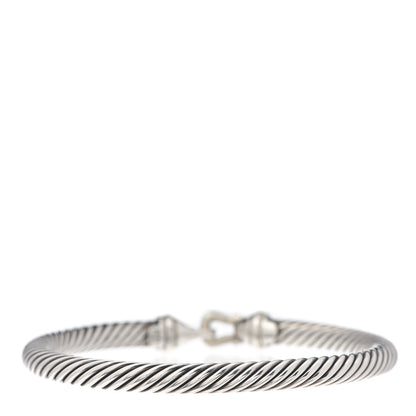 David Yurman Sterling Silver 18K Yellow Gold 5mm Cable Classic Buckle Bracelet 3 of 4
