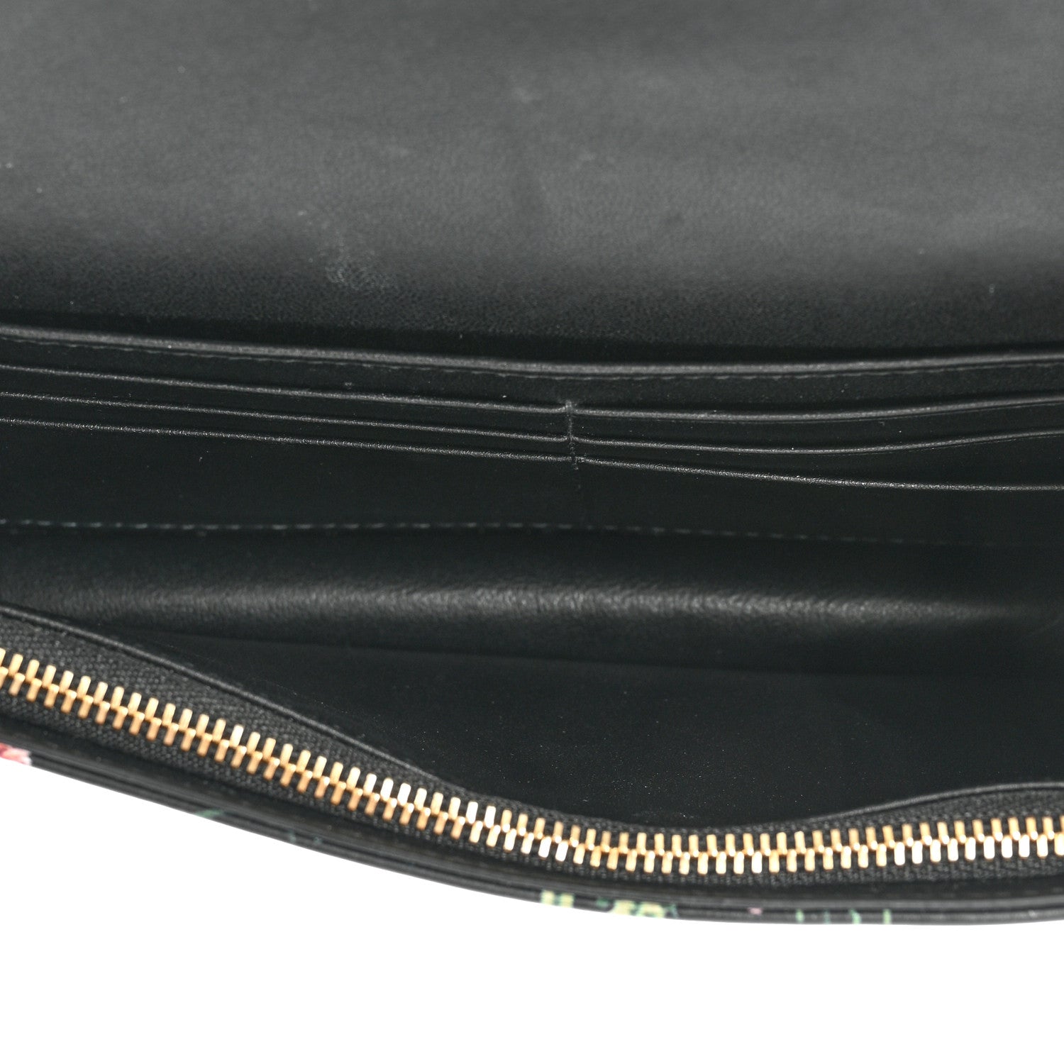 Christian Dior Calfskin Petites Fleurs Print Caro Pouch With Chain Black Multicolor 6 of 12