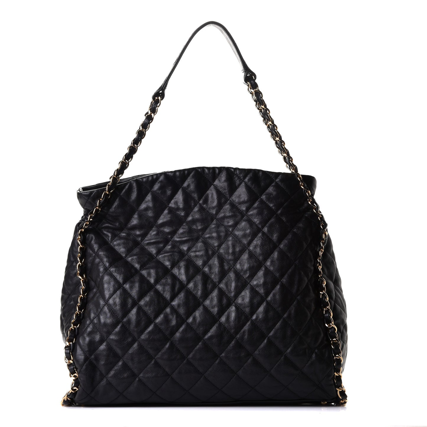 Calfskin Quilted Large Chain Me Hobo Black