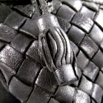 Bottega Veneta Vintage Woven Leather Shoulder Bag Nero 9 of 10
