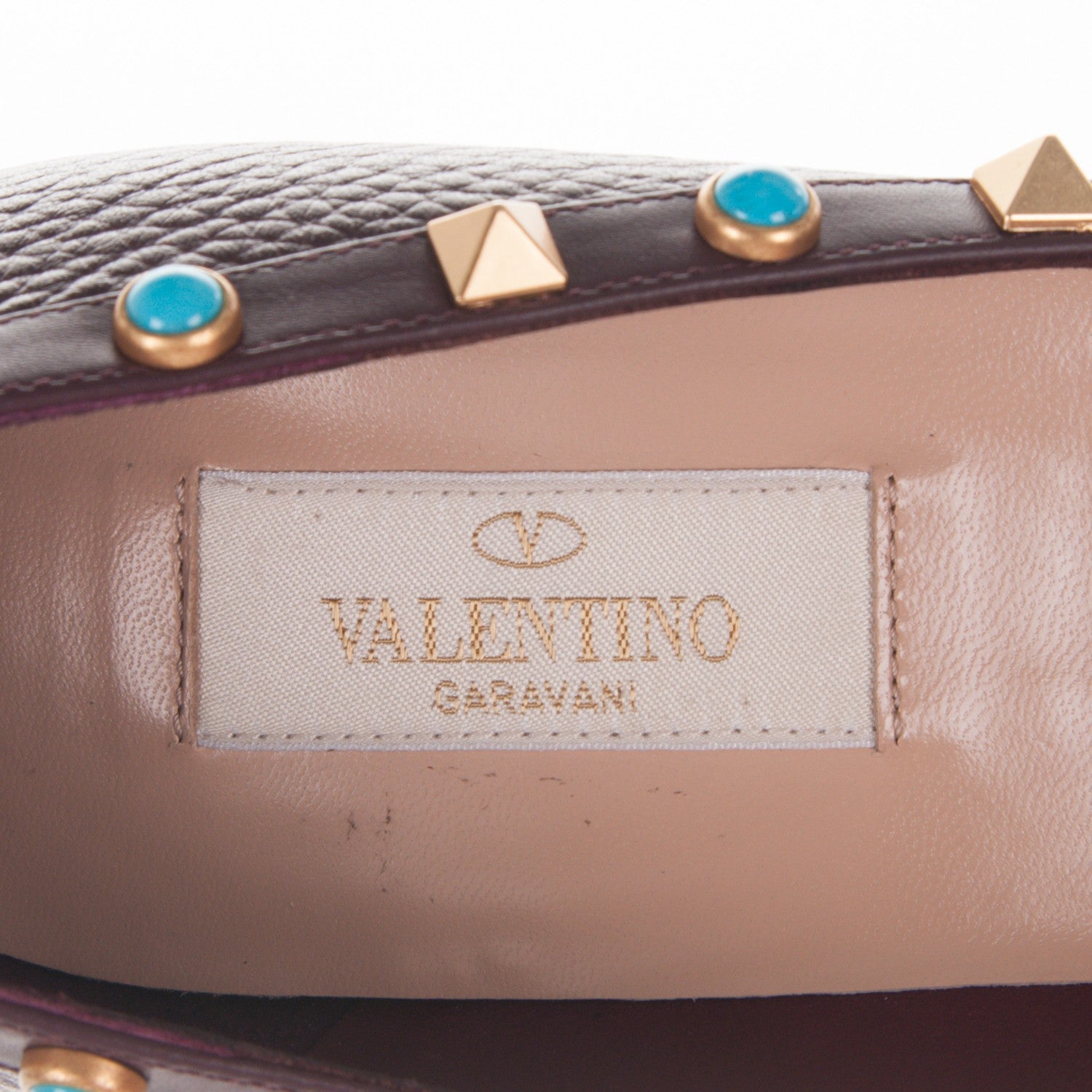 Valentino Garavani Pebbled Calfskin Rockstud Rolling 100mm Pumps 39 Rubin 7 of 7