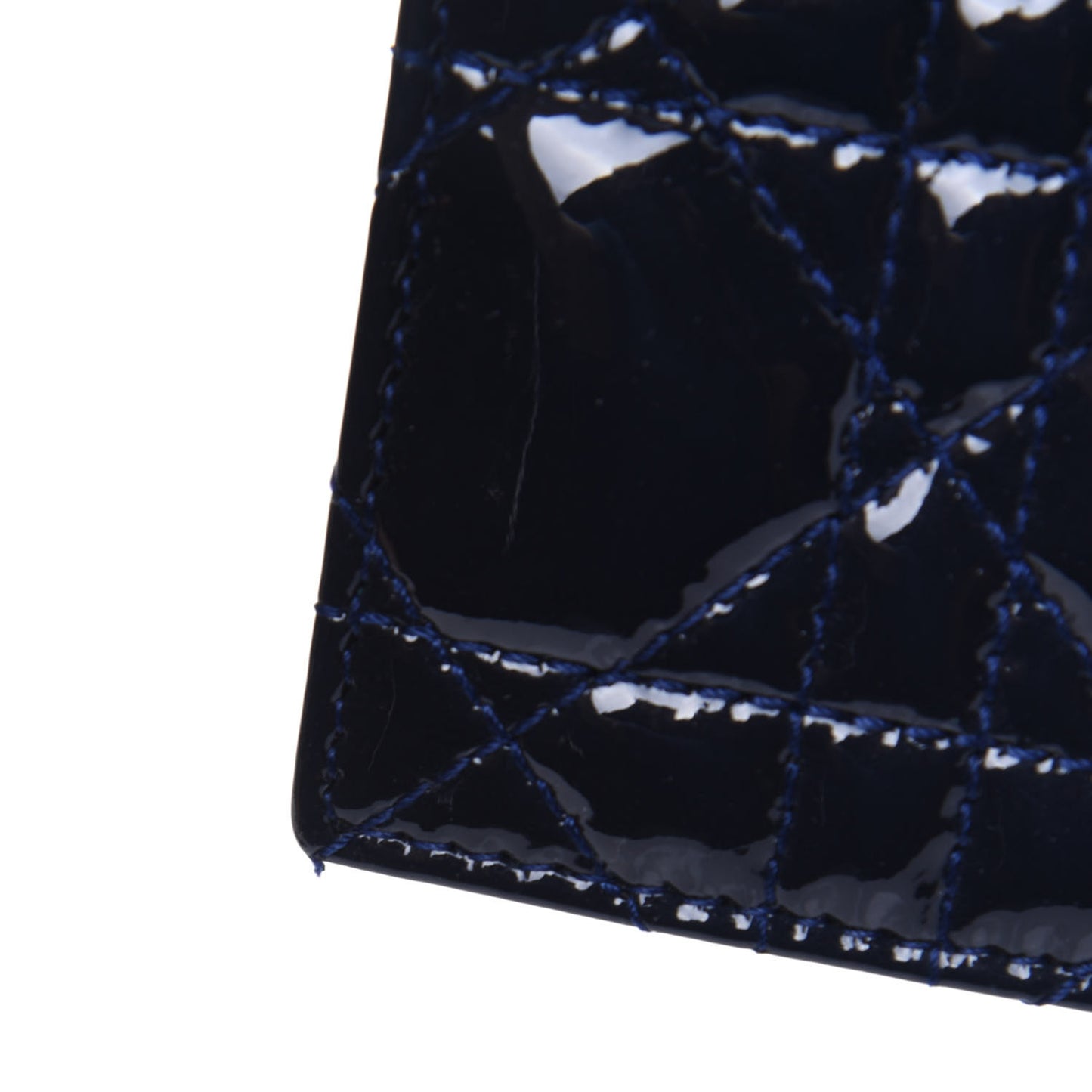Patent Cannage Lady Dior Convertible Clutch Navy Blue