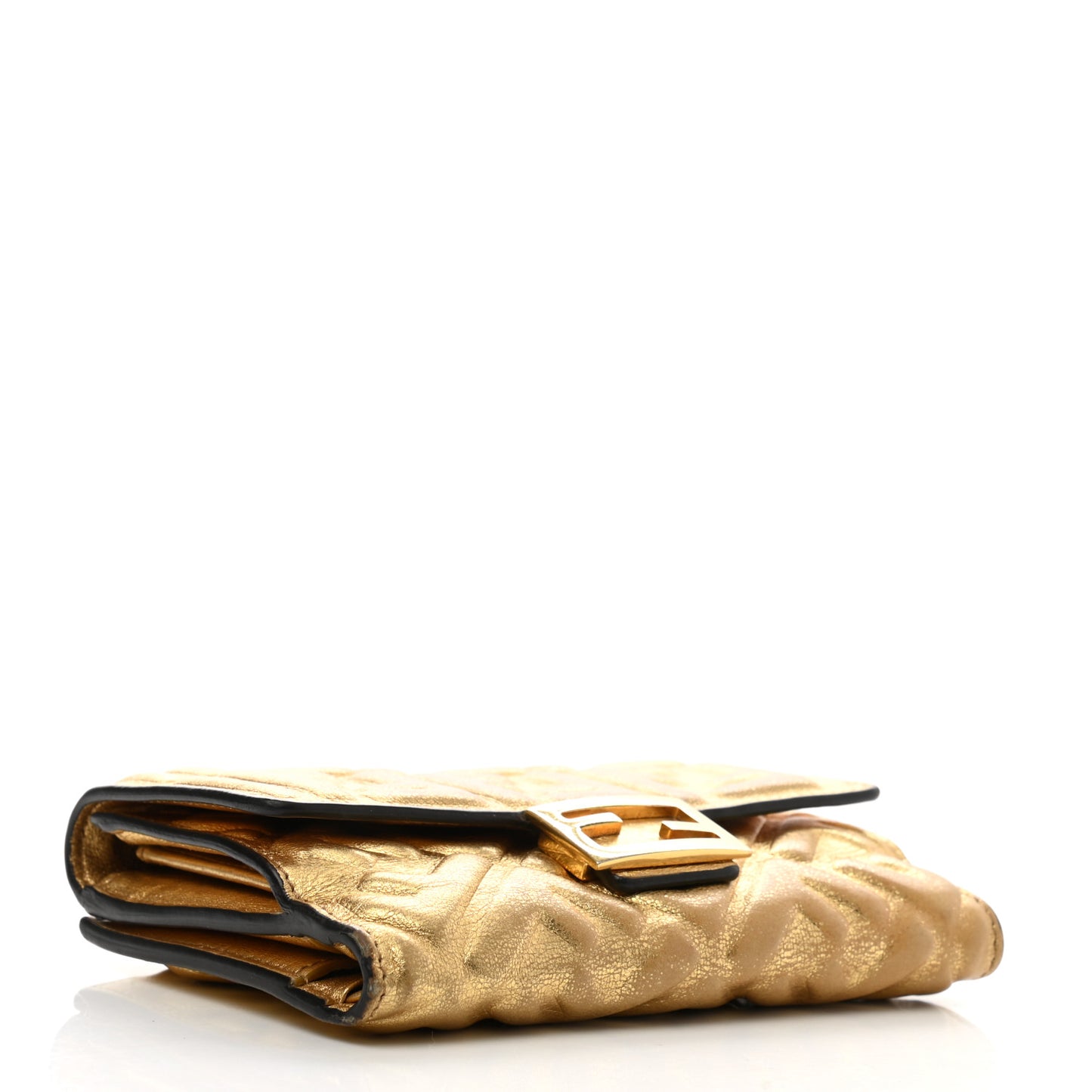 Vitello Catalan Mirror FF 1974 Embossed Medium Wallet Gold