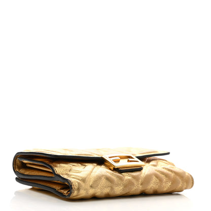 Fendi Vitello Catalan Mirror FF 1974 Embossed Medium Wallet Gold 4 of 14