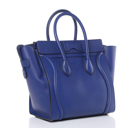 Celine Drummed Calfskin Mini Luggage Indigo 3 of 21