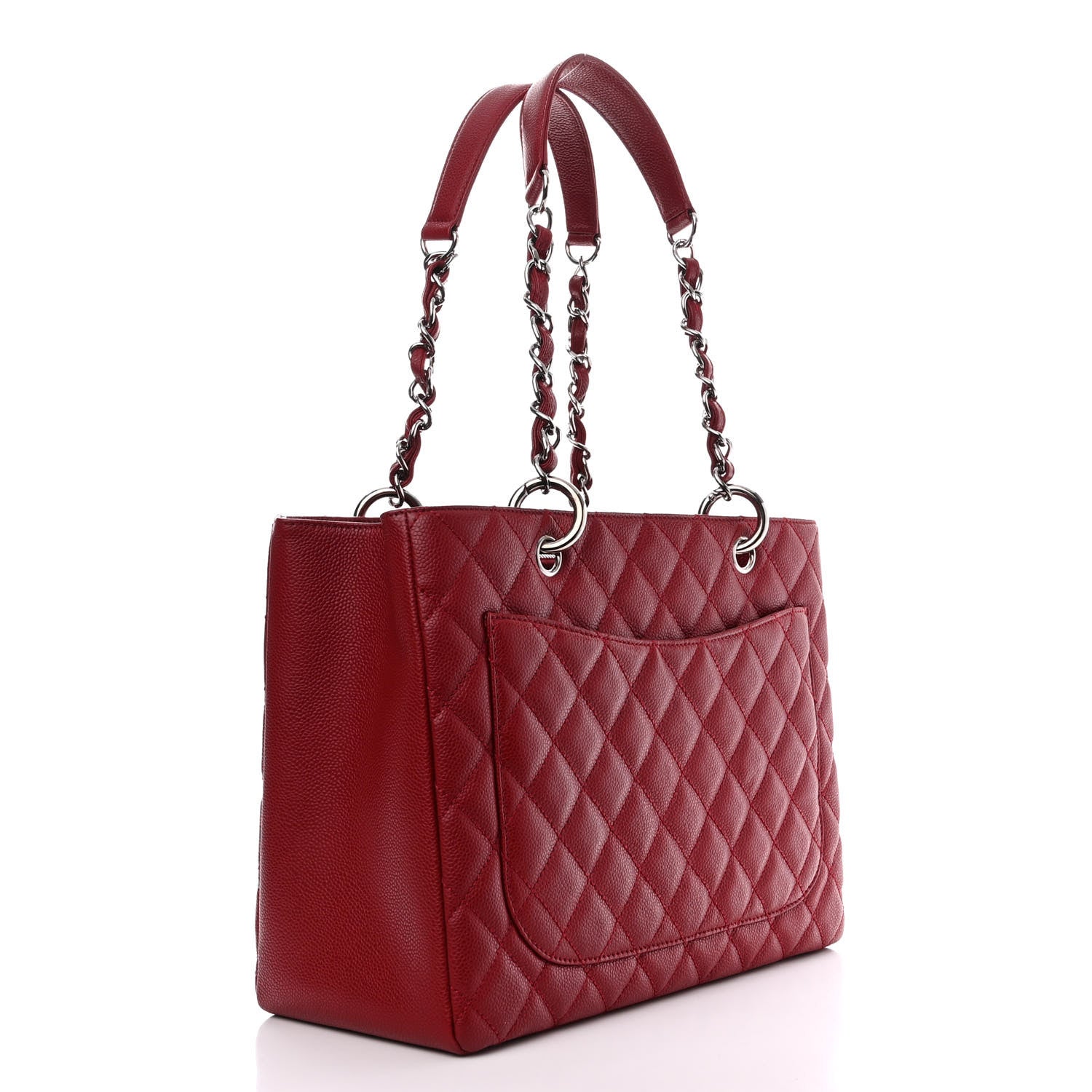 Chanel Caviar Quilted Grand Shopping Tote GST Red 3 of 13