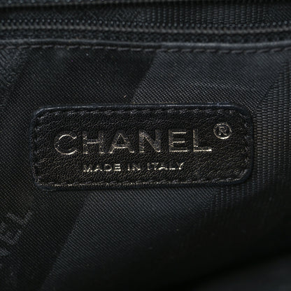 Chanel Glazed Calfskin Lambskin Quilted Portobello Tote Black Grey 6 of 11