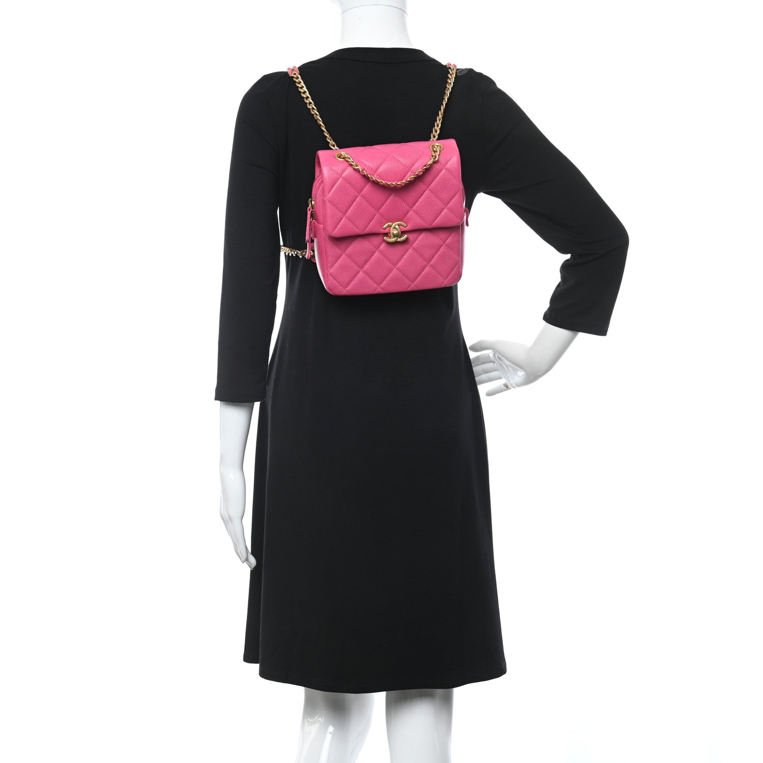 Chanel Shiny Caviar Quilted Chain Melody Backpack  Pink 3 of 12