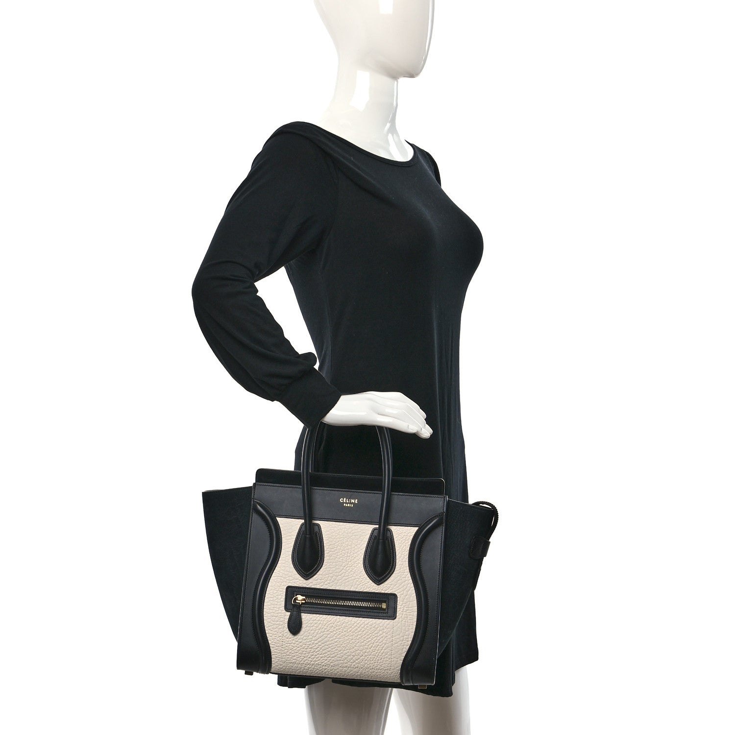 Celine Bullhide Calfskin Nubuck Bi-Color Luggage Black White 2 of 8