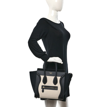 Celine Bullhide Calfskin Nubuck Bi-Color Luggage Black White 2 of 8