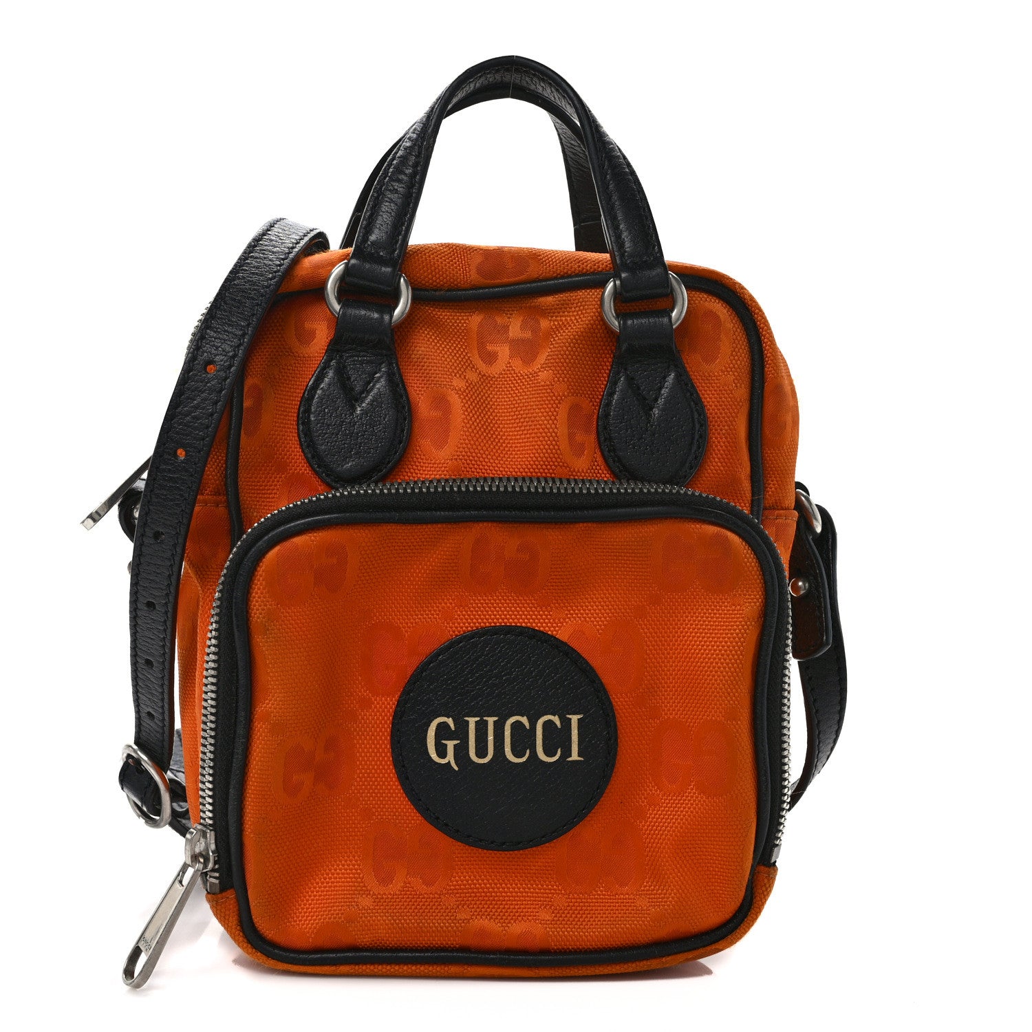 Gucci Econyl Nylon Monogram Off The Grid Shoulder Bag Carrot Orange Black 1 of 14