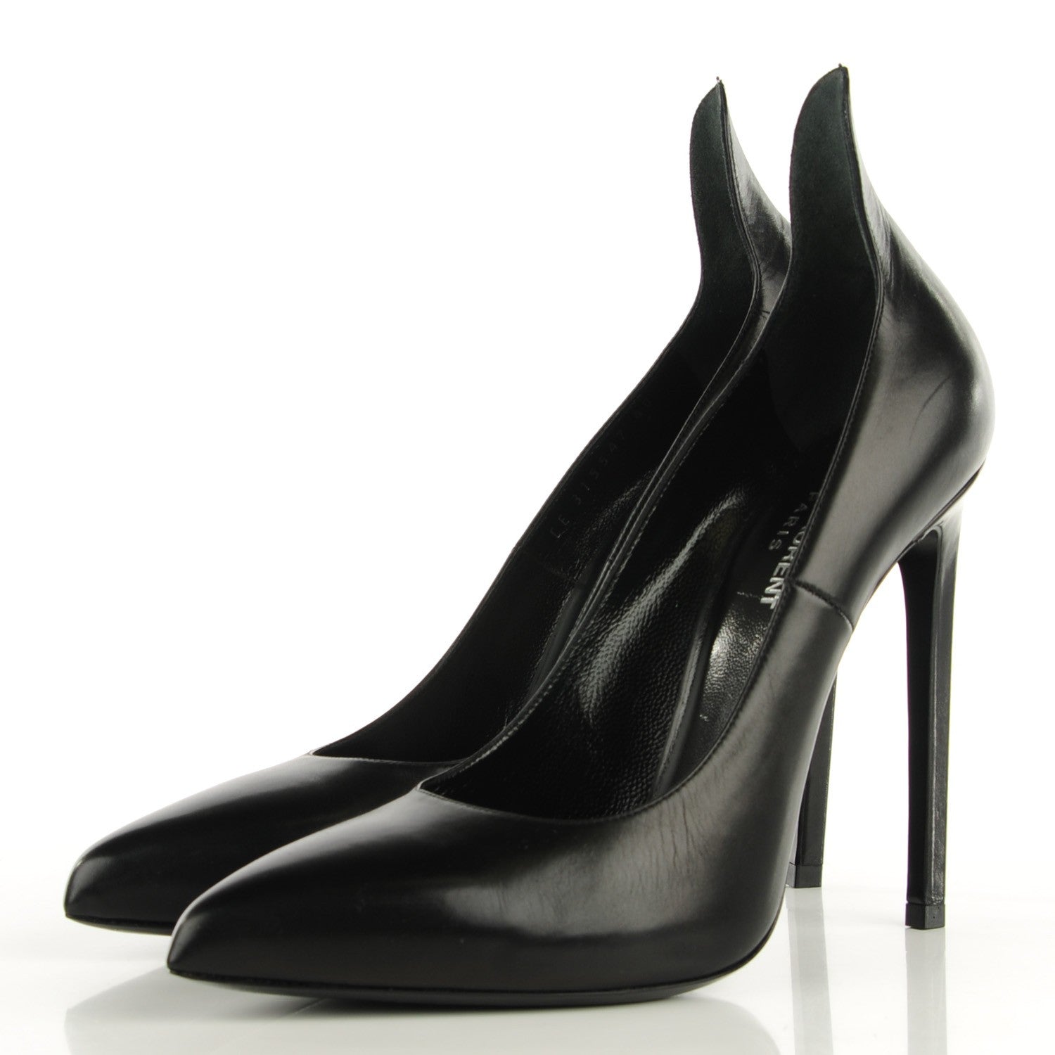 Saint Laurent Calfskin Paris 110 Escarpin Thorn Pumps 40 Black 3 of 8