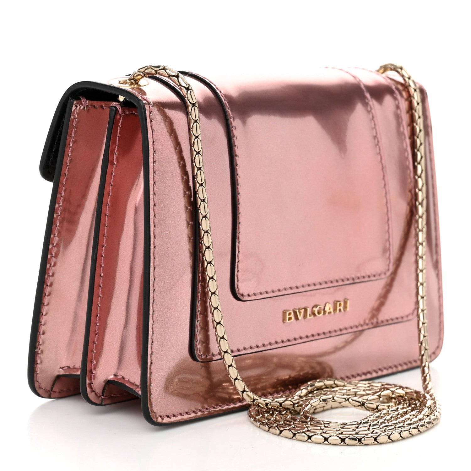 Bulgari Metallic Calfskin Mini Serpenti Forever Snake Strap Crossbody Bag Rose Quartz 3 of 9