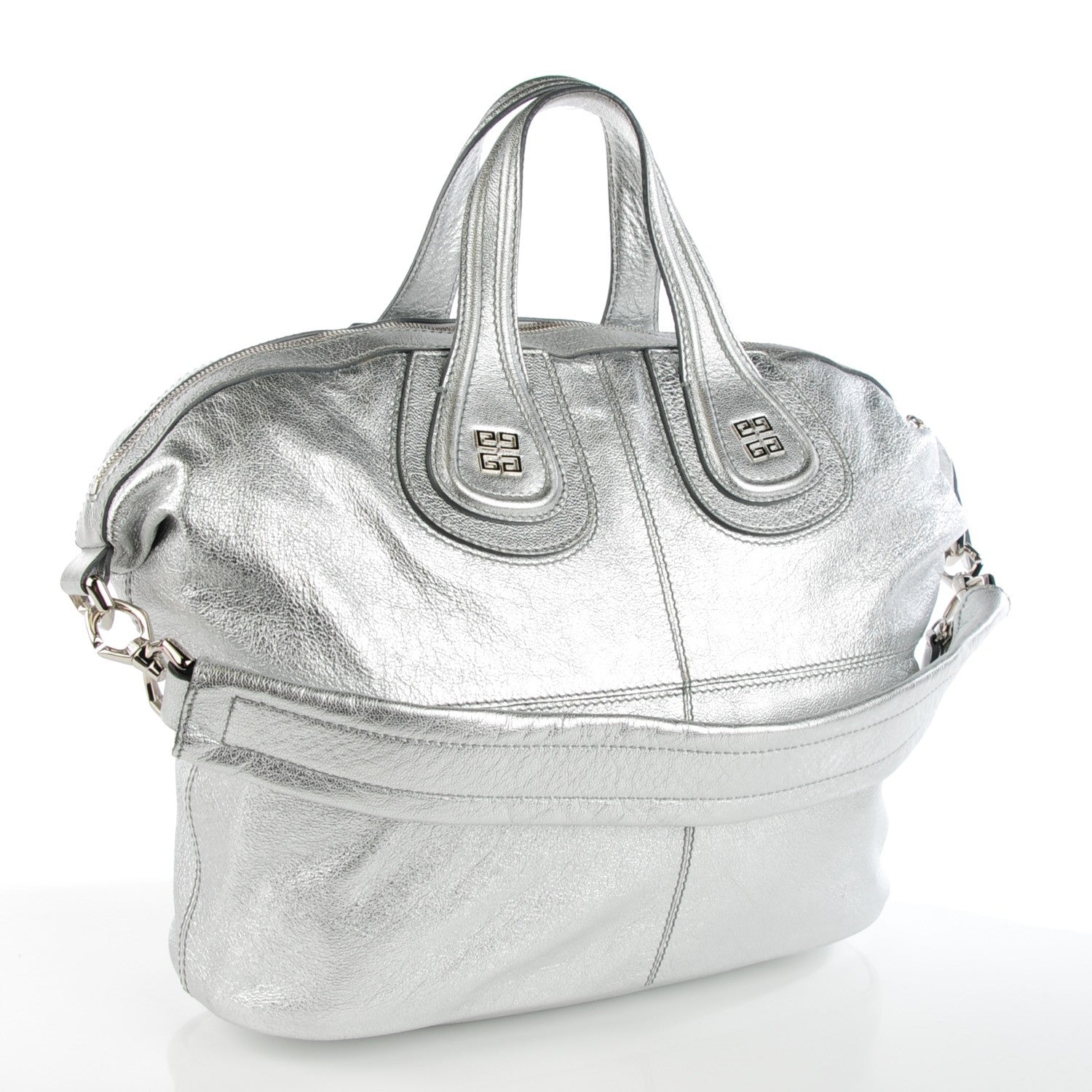 Givenchy Metallic Calfskin Large Nightingale Silver 3 of 7