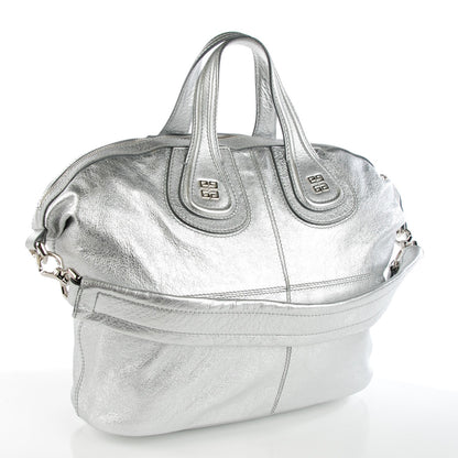 Givenchy Metallic Calfskin Large Nightingale Silver 3 of 7