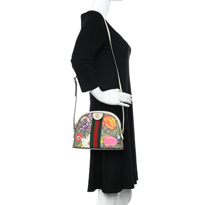 Gucci GG Supreme Monogram Flora Web GG Small Ophidia Dome Shoulder Bag White 2 of 14