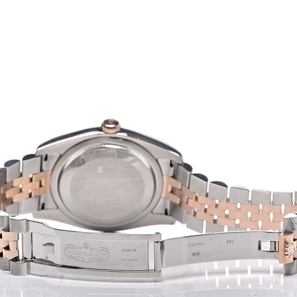 Rolex Stainless Steel 18K Everose Gold 36mm Oyster Perpetual Datejust Watch Black Sunburst Roman 116231 6 of 12