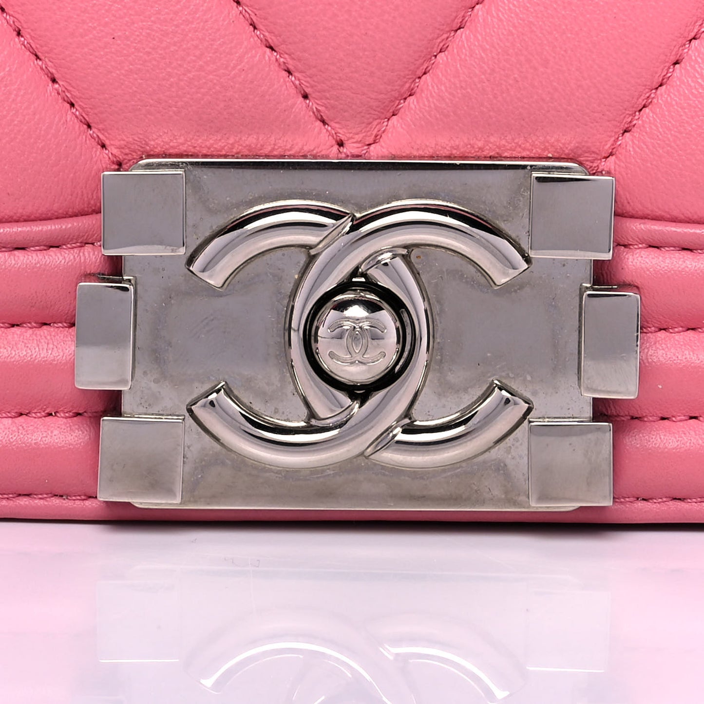 Calfskin Chevron Quilted Medium Boy Flap Pink