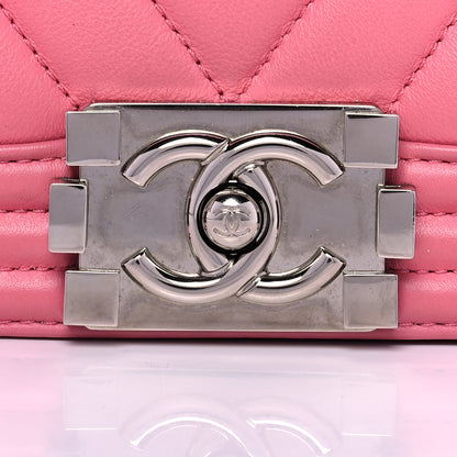 Chanel Calfskin Chevron Quilted Medium Boy Flap Pink 8 of 13