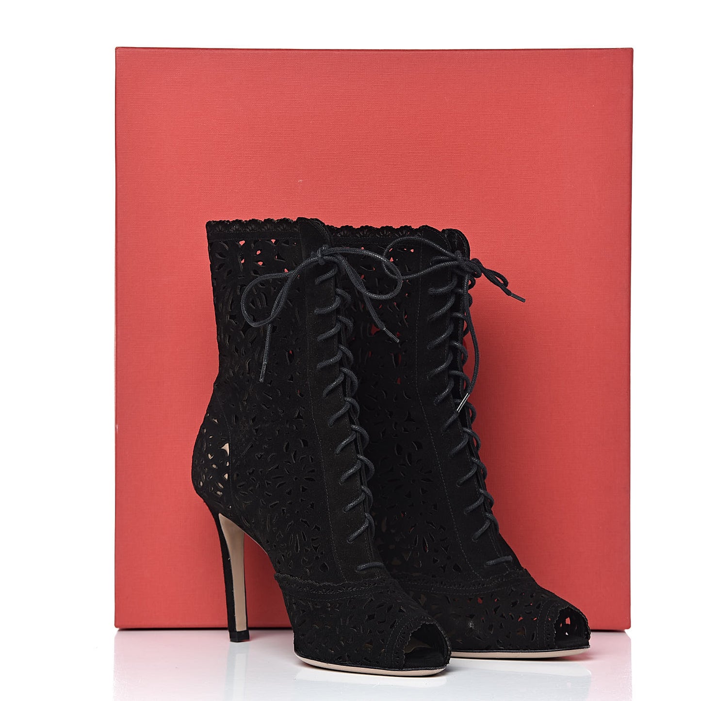 Suede Laser Cut Boots 37 Black