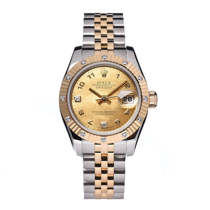 Rolex Stainless Steel 18K Yellow Gold Diamond 26mm Oyster Perpetual Datejust Watch Champagne 179313 1 of 6